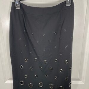 Worthington Black Pencil Skirt with Grommet Accents Size 8 CB-90